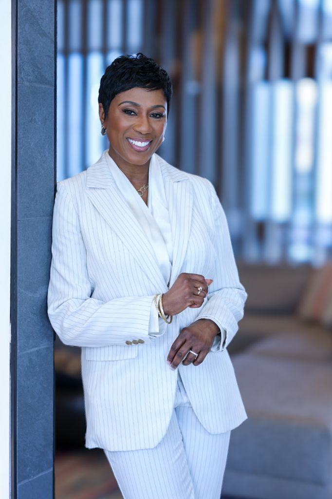 Charlotte business branding portrait - professional woman in white suit